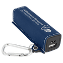 Blue/Silver Laserable Leatherette 2200 mAh Power Bank with USB Cord