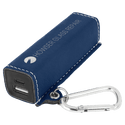 Blue/Silver Laserable Leatherette 2200 mAh Power Bank with USB-C Cord