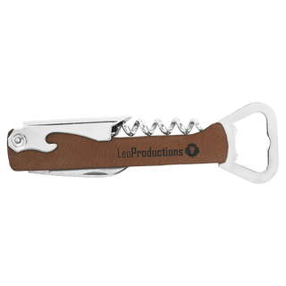 Dark Brown Laserable Leatherette Wine Bottle Opener
