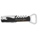 Black/Gold Laserable Leatherette Wine Bottle Opener
