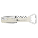 White Laserable Leatherette Wine Bottle Opener