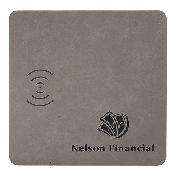 Gray 8" x 8" Laserable Leatherette Phone Charging Mat