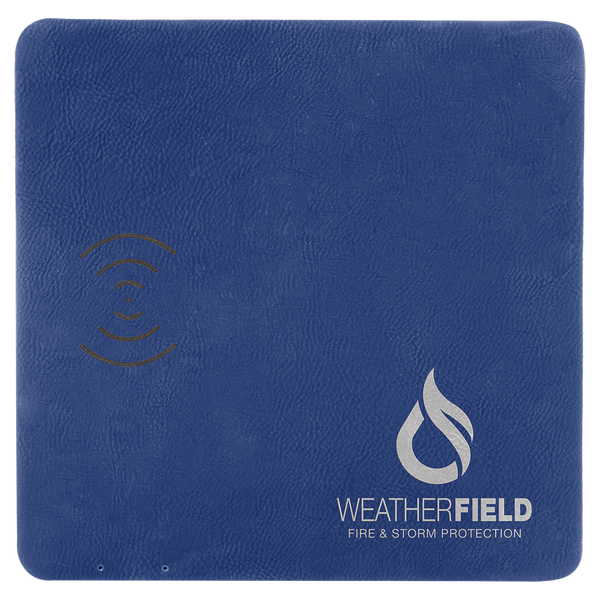 Blue/Silver 8" x 8" Laserable Leatherette Phone Charging Mat