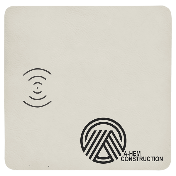 White 8" x 8" Laserable Leatherette Phone Charging Mat
