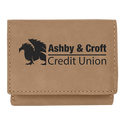 Light Brown 3" x 4" Laserable Leatherette Trifold Wallet