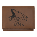 Dark Brown 3" x 4" Laserable Leatherette Trifold Wallet