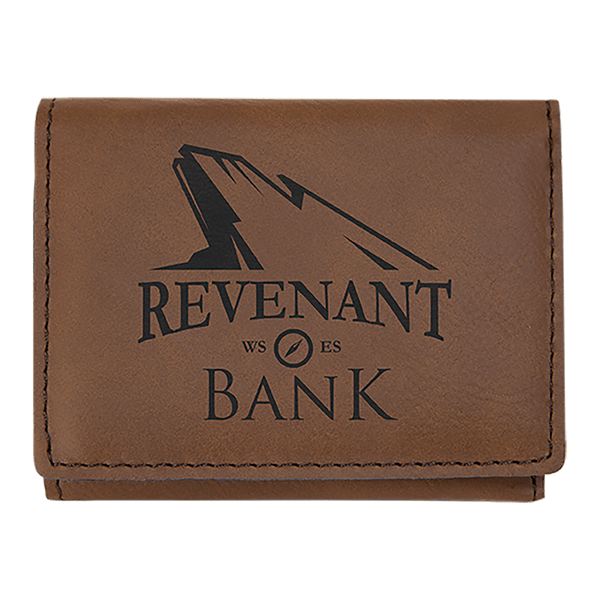 Dark Brown 3" x 4" Laserable Leatherette Trifold Wallet