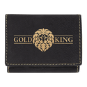 Black/Gold 3" x 4" Laserable Leatherette Trifold Wallet