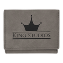 Gray 3" x 4" Laserable Leatherette Trifold Wallet