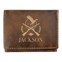 Rustic/Gold 3" x 4" Laserable Leatherette Trifold Wallet