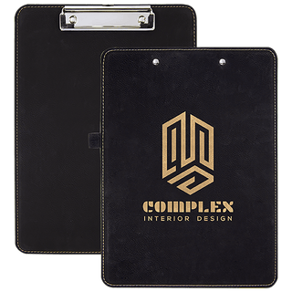 Black/Gold 9" x 12 1/2" Laserable Leatherette Clipboard