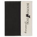 White Laserable Leatherette / Black 7" x 9" Canvas Portfolio with Notepad