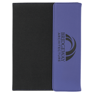 Purple Laserable Leatherette / Black 7" x 9" Canvas Portfolio with Notepad