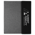 Black/Silver Laserable Leatherette / Gray 9 1/2" x 12" Laserable Leatherette / Canvas Portfolio with Notepad