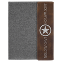 Rustic/Silver Laserable Leatherette/Gray 9 1/2"x12" Canvas Portfolio w/Notepad