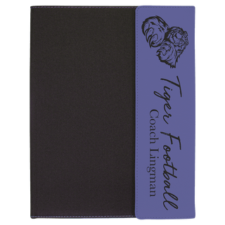 Purple Laserable Leatherette / Black 9 1/2" x 12" Canvas Portfolio with Note Pad