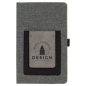 Gray w/Gray 5 1/4" x 8 1/4" Laserable Leatherette Journal with Cell/Card Slot