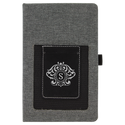 Gray w/Black 5 1/4" x 8 1/4" Laserable Leatherette Journal with Cell/Card Slot