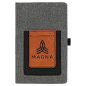 Gray w/Rawhide 5 1/4" x 8 1/4" Laserable Leatherette Journal with Cell/Card Slot