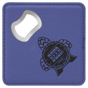 Purple 4" x 4" Square Laserable Leatherette Coaster with Bottle Opener