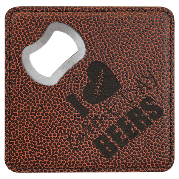 Football 3 4" x 4" Square Laserable Leatherette 6-Coaster Set