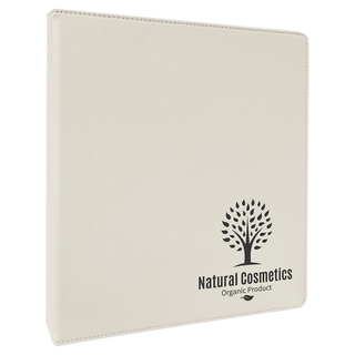 10 1/2" x 11 1/2" White Laserable Leatherette 3 Ring Binder with 1" Slant DRings