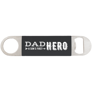 Black/White 1 1/2" x 7" Bottle Opener with Silicone Grip