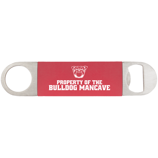 Red/White 1 1/2" x 7" Bottle Opener with Silicone Grip
