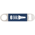 Navy Blue/White 1 1/2" x 7" Bottle Opener with Silicone Grip