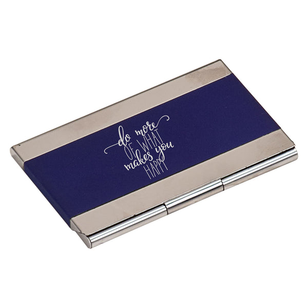 Blue 3 3/4" x 2 1/2" Laserable Business Card Holder