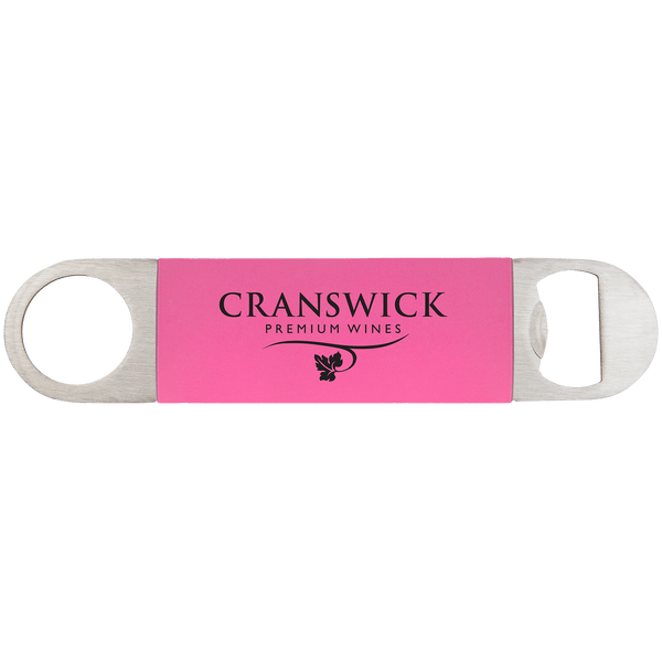 Pink/Black 1 1/2" x 7" Bottle Opener with Silicone Grip