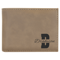Light Brown Laserable Leatherette Bi-Fold Wallet w/Flip ID Display