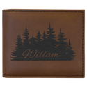 Dark Brown Laserable Leatherette Bi-Fold Wallet w/Flip ID Display