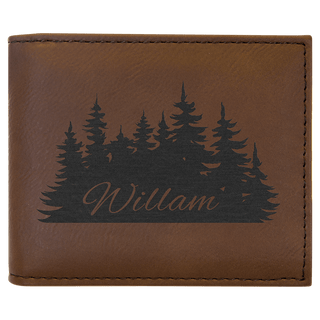 Dark Brown Laserable Leatherette Bi-Fold Wallet w/Flip ID Display