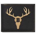 Black/Gold Laserable Leatherette Bi-Fold Wallet w/Flip ID Display