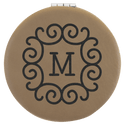 Light Brown 2 1/2" Laserable Leatherette Compact Mirror