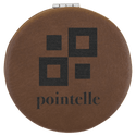 Dark Brown 2 1/2" Laserable Leatherette Compact Mirror