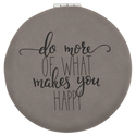 Gray 2 1/2" Laserable Leatherette Compact Mirror