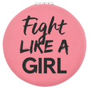 Pink 2 1/2" Laserable Leatherette Compact Mirror