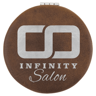 2 1/2" Rustic/Silver Laserable Leatherette Compact Mirror