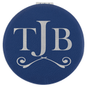 Blue/Silver 2 1/2" Laserable Leatherette Compact Mirror