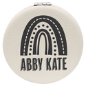 White 2 1/2" Laserable Leatherette Compact Mirror