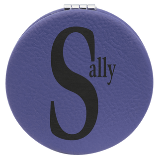Purple 2 1/2" Laserable Leatherette Compact Mirror