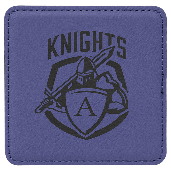 Purple 2 4" x 4" Square Laserable Leatherette 6-Coaster Set