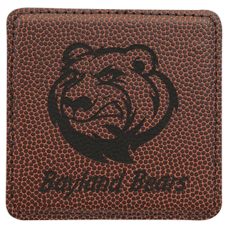 4" x 4" Square Football Laserable Leatherette Coaster
