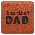 Basketball 2 4" x 4" Square Laserable Leatherette 6-Coaster Set