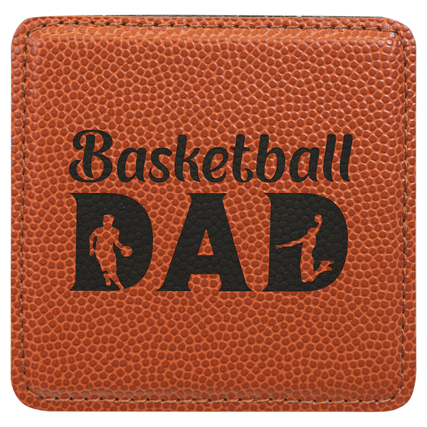 Basketball 2 4" x 4" Square Laserable Leatherette 6-Coaster Set