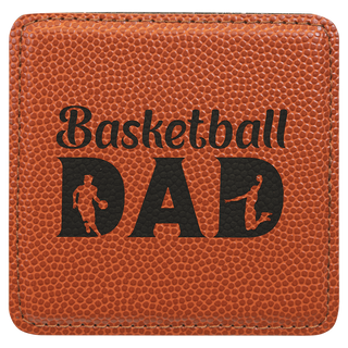 4" x 4" Square Basketball Laserable Leatherette Coaster
