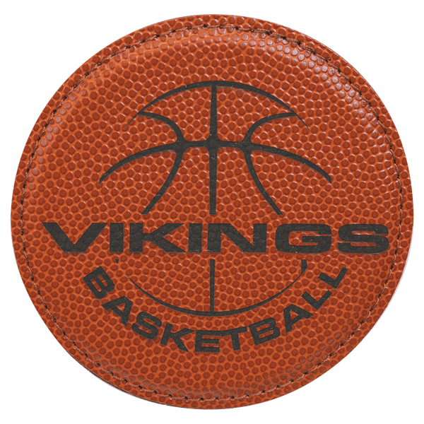 Basketball 4" Round Laserable Leatherette Coaster