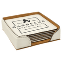 White 4" x 4" Square Laserable Leatherette 6-Coaster Set